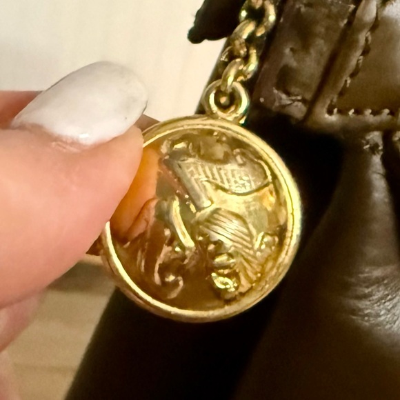 Salvatore Ferragamo Brown Calfskin Leather Studded Gancini Top Handle Bag - Picture 4 of 14